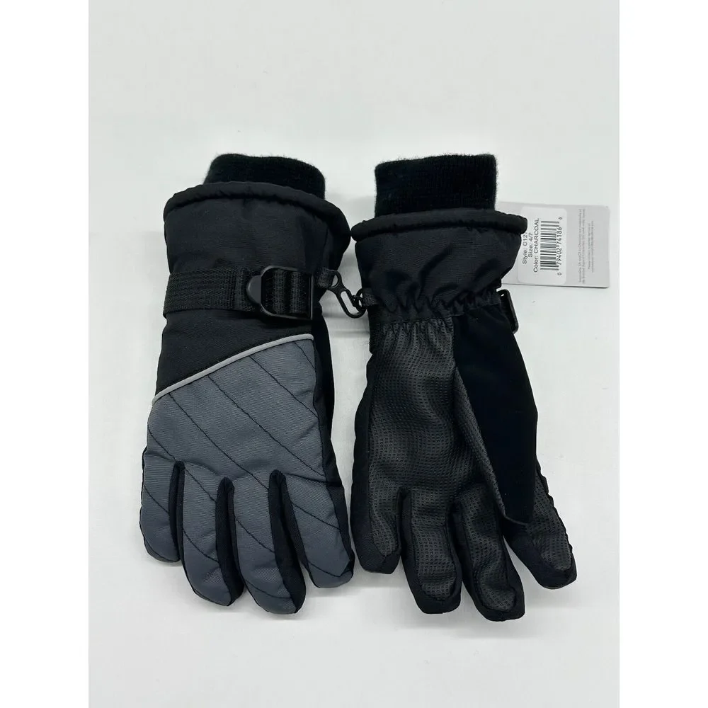 C9 Champion Boys Ski Gloves Waterproof Black/Gray Size 4/7 - New‎